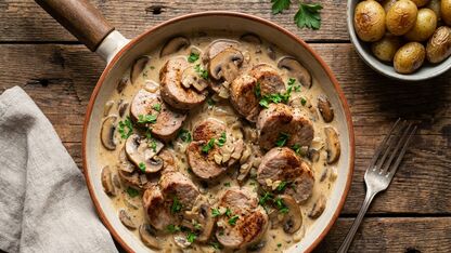 Varkenshaas in champignonroomsaus