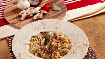 Makkelijke pasta met champignons en room